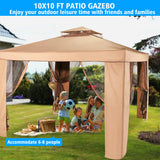 10 ft. x 10 ft. Pop-Up Instant Gazebo Tent with Mosquito Netting Outdoor Canopy Shelter