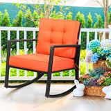 Metal Outdoor Rocking Chair with Orange Cushion