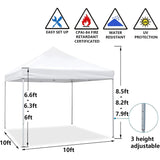 10 ft. x 10 ft. White Instant Canopy Pop Up Tent with Carry Bag