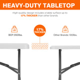 72 in. Granite White Plastic Fold-In-Half Folding Table