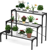 26 in. Tall Indoor/Outdoor Black Metal Plant Stand (3-Tiered)