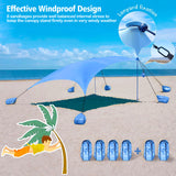 10 ft. x 10 ft. Portable Beach Canopy Tent Shelter with Sand Anchor Carry Bag, Blue