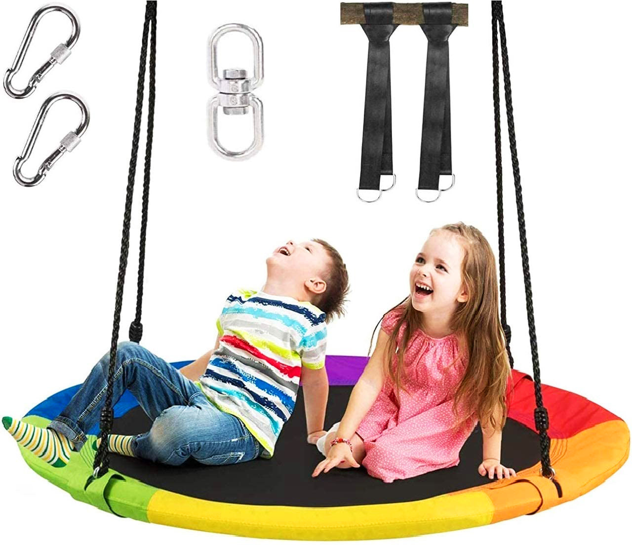 1-Person Steel Frame Sling Porch Swing with Multi-Color