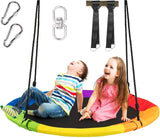 1-Person Steel Frame Sling Porch Swing with Multi-Color