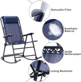 Black Metal Outdoor Rocking Chair with Headrest