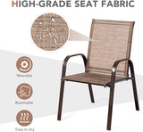 Mix and Match Stackable Brown Steel Sling Outdoor Patio Dining Chair in Brown (2-Pack)