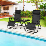 Steel Outdoor Chaise Lounge Chair with Side table and Pillow