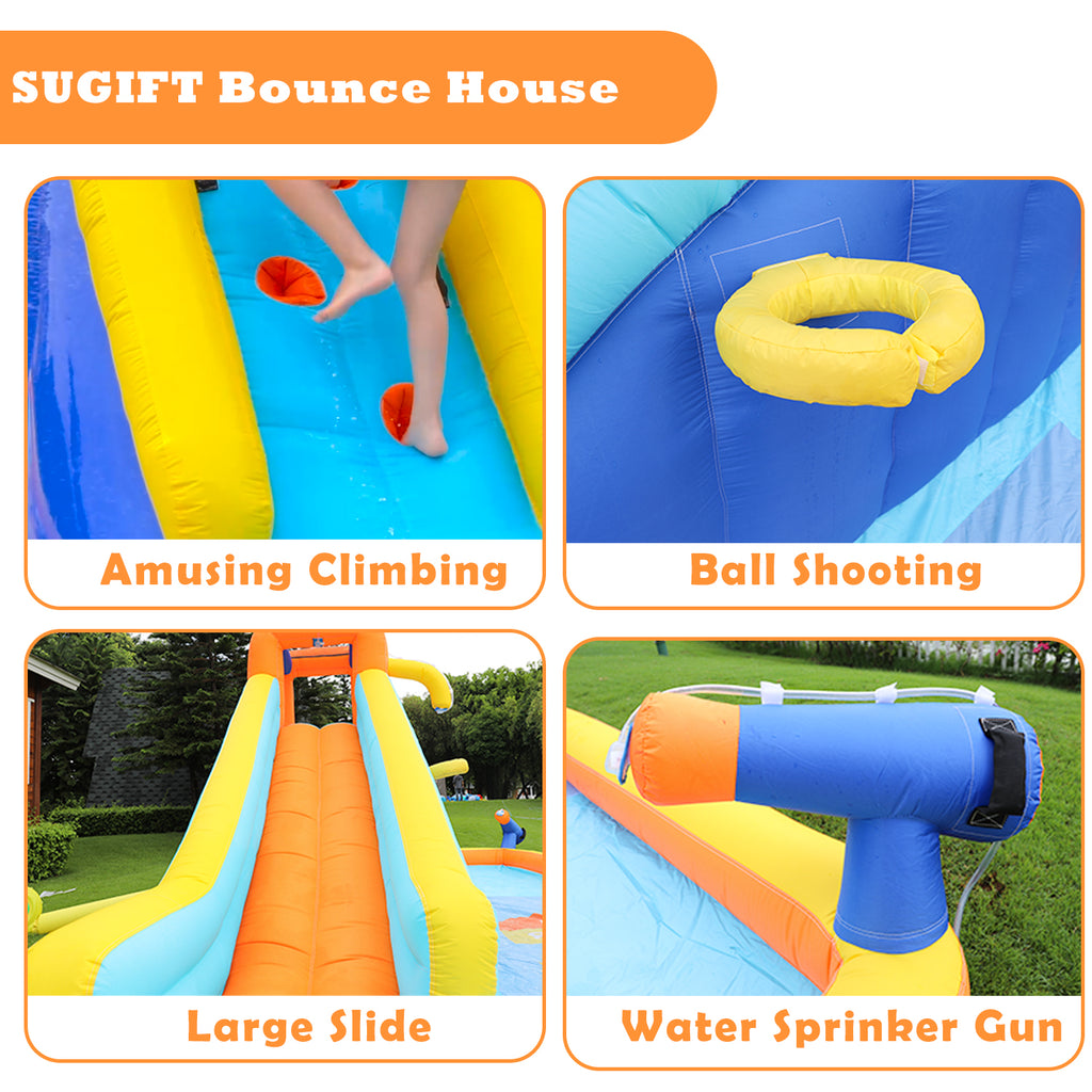 Multi-Colored Inflatable Water Slide Park Heavy-Duty Nylon Bounce Hous ...