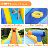 Multi-Colored Inflatable Water Slide Park Heavy-Duty Nylon Bounce House for Outdoor Fun with Air Pump & Carrying Case