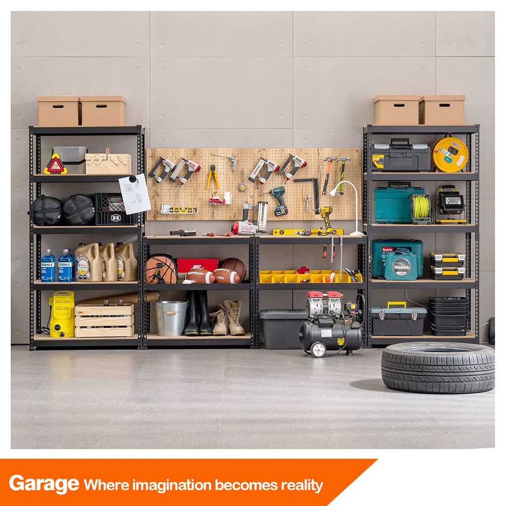 Black 5Tier Heavy Duty Steel Garage Storage Shelving Unit (28 in. W x