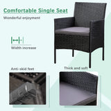 4-Piece Steel Outdoor Patio Wicker Conversation Set with Beige Cushions