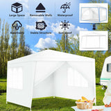 10 ft. x 10 ft. White Canopy Tent Heavy-Duty Wedding Party Tent Canopy with 4 Removable Side Walls