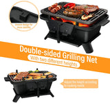 Heavy-Duty Portable Cast Iron Charcoal Grill in Black