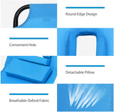 Folding Steel Outdoor Lounge Chair in Blue with Adjustable Back and Hole