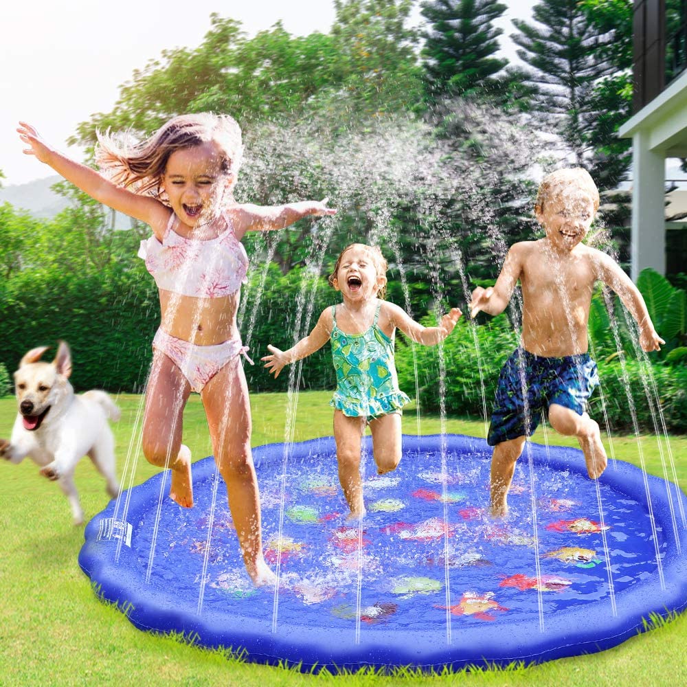 SUGIFT Splash Pad Sprinkler for Kids Toddlers Splash Water Pad,Outdoor Swimming Pool Splash Play Mat Water Toys for Children for Fun Games Learning