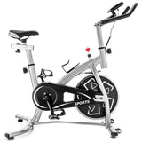 SKONYON Stationary Professional Indoor Cycling Bike S280 Trainer Exercise Bicycle with 24 lbs. Flywheel, SLIVER