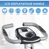 Folding Exercise Bike Magnetic Stationary Folding Indoor Cycling Bike with Adjustable Resistance & LCD Monitor & Pulse Sensor for Home Maximum