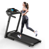 Home Gym Smart Fitness Equipment Foldable Motorized Treadmill 5" LCD Display with Air Spring, Manual Incline, MP3