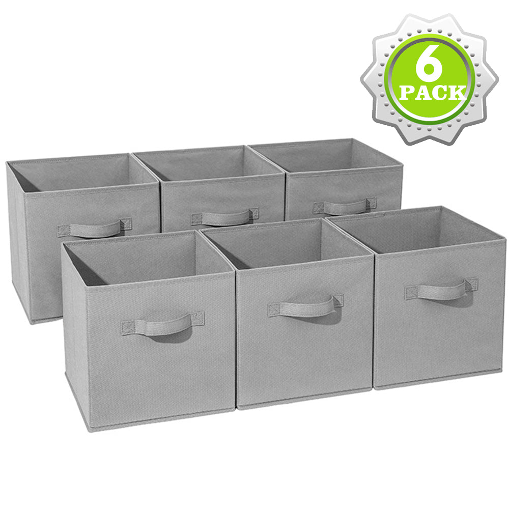 6 Pack - SUGIFT Foldable Cube Storage Bin, Grey