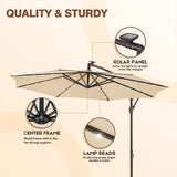 10 ft. Steel Cantilever Solar LED Offset Outdoor Patio Umbrella in Beige