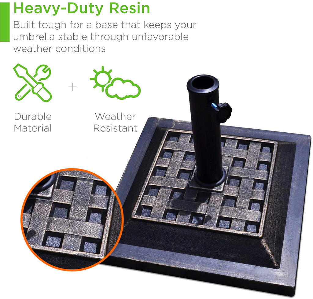 26 lbs. Square Steel Patio Umbrella Base in Bronze Skonyon