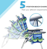 5-Position Outdoor Folding Backpack Beach Table Chair Reclining Chair Set (2-Pack)