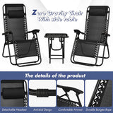 Steel Outdoor Chaise Lounge Chair with Side table and Pillow