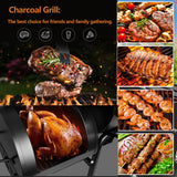 Classic Charcoal Grill in Black with Offset Smoker