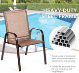 Mix and Match Stackable Brown Steel Sling Outdoor Patio Dining Chair in Brown (2-Pack)