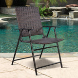 Brown Steel Folding Outdoor Lounge Chair (Set of 4)