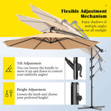 10 ft. Steel Cantilever Solar LED Offset Outdoor Patio Umbrella in Beige