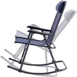 Black Metal Outdoor Rocking Chair with Headrest