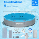 12 ft. x 30 in. D Round Soft-Sided Pool with Steel Metal Frame and Pump