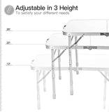 26 in. H Rectangle Aluminum Folding Portable Outdoor Picnic Table