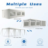 10 ft. x 30 ft. White Canopy Tent Heavy-Duty Wedding Party Tent Canopy with 8 Removable Side Walls