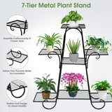 32.5 in. Tall Indoor/Outdoor Black Metal Plant Stand (7 Tiered)