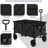 6.6 cu. ft. 600D Double-Layer Oxford Fabric Folding Wagon Outdoor Garden Cart with Carry Bag in Black