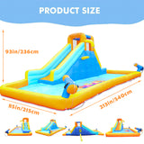 Multi-Colored Inflatable Water Slide Park Heavy-Duty Nylon Bounce House for Outdoor Fun with Air Pump & Carrying Case