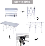 Portable Roll Up Gray Aluminum Folding Camping Table with Carrying Bag