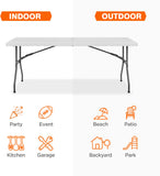 72 in. Granite White Plastic Fold-In-Half Folding Table