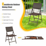 Brown Folding Metal Outdoor Dining Chair (Set of 2)