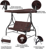 3-Person Steel Outdoor Patio Swing with Canopy