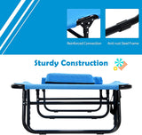 Folding Steel Outdoor Lounge Chair in Blue with Adjustable Back and Hole