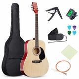 Guitar SKONYON Guitar 41-inch all-Wood Acoustic Guitar Starter Level Kit w/Gig Bag, E-Tuner, Pick, Strap, Rag - Natural