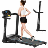 Black 1.0HP Electric Motorised Folding Running/Walking Fitness Treadmill Machine with LED Display