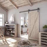 6.6 FT Sliding Barn Door Hardware Kit, Easy to Install, Perfect for Kitchen, Living Room, Bathroom, Fit 1 3/8"-1 3/4" Thickness Door Panel, Black