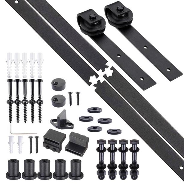 6.6 FT Sliding Barn Door Hardware Kit, Easy to Install, Perfect for Kitchen, Living Room, Bathroom, Fit 1 3/8"-1 3/4" Thickness Door Panel, Black