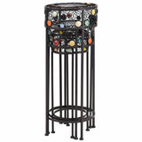 Outdoor Black Metal Plant Stands with Crystal Floral Accents Round (Set of 3)