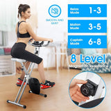 Folding Exercise Bike Magnetic Stationary Folding Indoor Cycling Bike with Adjustable Resistance & LCD Monitor & Pulse Sensor for Home Maximum