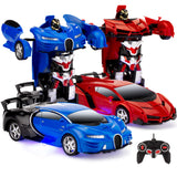 SUGIFT  1/18 Scale RC Remote Control Transforming Robot Sports Car Toys w/ 1 Button Transformation